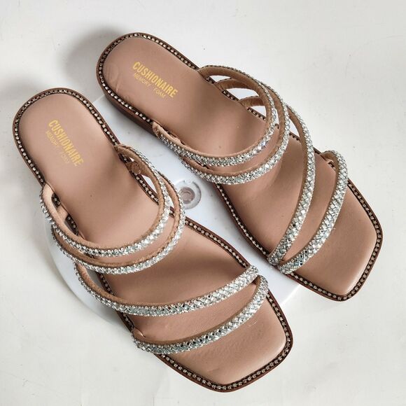 Cushionaire Sandals Size 10 Dressy Flats Comfort Slides Rhinestones Memory Foam - Picture 10 of 13